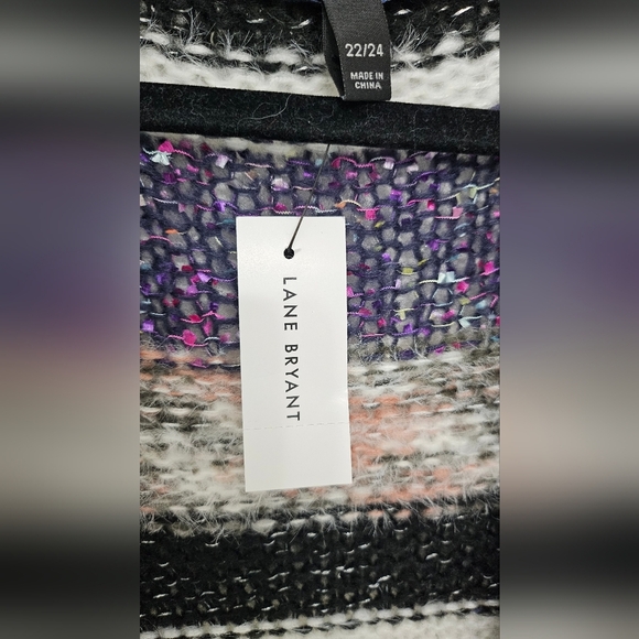 New Lane Bryant Purple Striped Open-Front Cardigan Size 22/24 (3X) - Picture 4 of 7